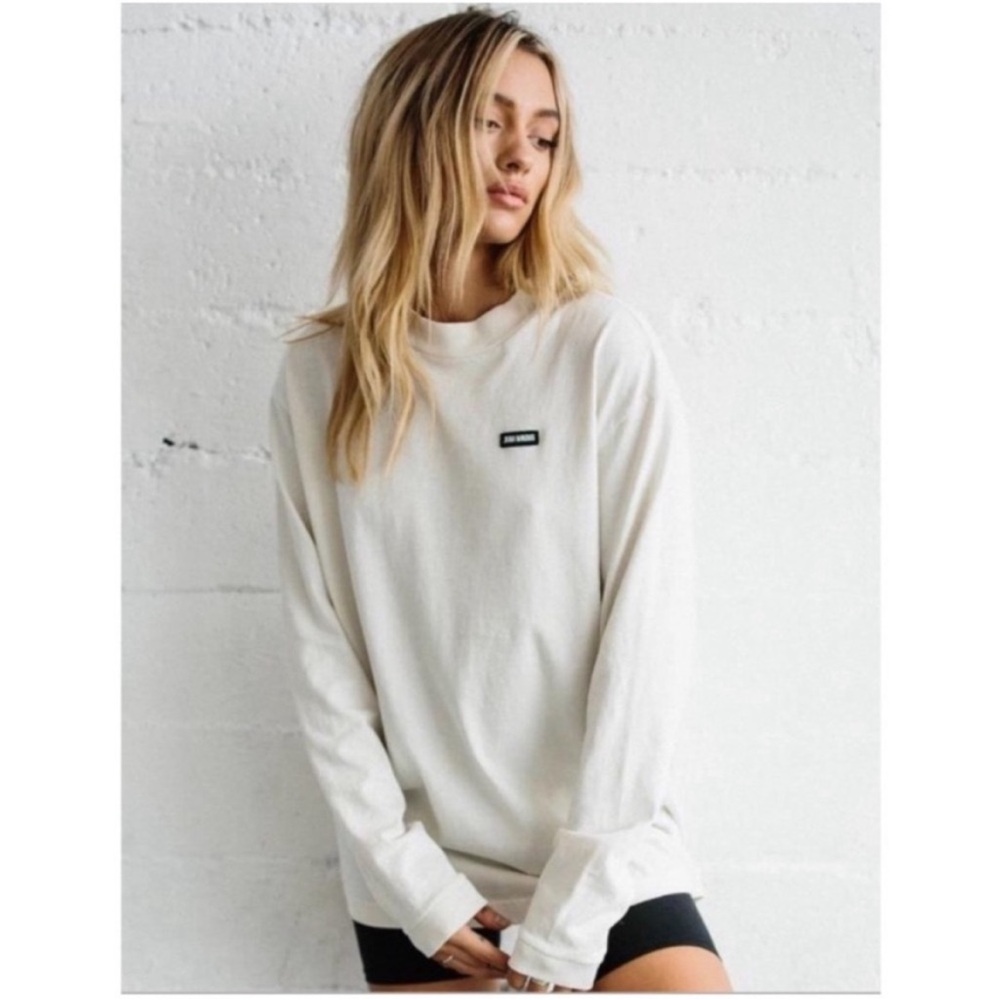 Joah Brown Long Sleeve Crew Neck Logo Top